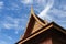 the roof of a Thai style house is a gable style. It has a triangular shape. The roof has a clear height. Good ventilation Helps