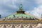 Roof top of the Paris Opera House, Palais Garnier, in Paris, France is known for its opulent Baroque style interior decor and