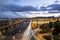 Roof view on the Fontanka river in St. Petersburg at evening ill