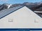 The roof of the white hangar Krasnaya Polyana Sochi 03 30 2019