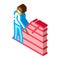 Roofer repair roof isometric icon vector illustration