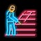 roofer repair roof neon glow icon illustration