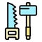 Roofer tools icon vector flat