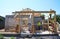 Roofers Building Wood Trusses Roof Frame House Construction. Roofing construction