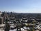 Roofers View of Chicago from rooftop while working on a smooth modified flat roof, roofing project