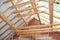 Roofing Construction, Wooden Roof Beams, Rafters, Frame House Attic Construction