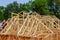 Roofing frame new house residential interior construction wall of attic framing against