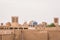 On the roofs in ancient desert city Yazd in Iran