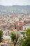 Roofs of Barcelona. Piece of the city of Barcelona seen from above shows architecture of a general air view in a summer