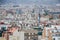 Roofs of Barcelona. Piece of the city of Barcelona seen from above shows architecture of a general air view in a summer