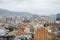 Roofs of Barcelona. Piece of the city of Barcelona seen from above shows architecture of a general air view in a summer