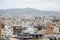 Roofs of Barcelona. Piece of the city of Barcelona seen from above shows architecture of a general air view in a summer