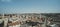 Roofs, buildings, Holy Sepulcher Church Dome and high minarets in old part of Jerusalem, Israel. Aerial view of ancient capital of