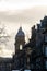 Roofs and chimneys in New Town part of Edinburgh city, capital of Scotland, in sunny winter morning