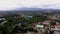 Roofs of houses in a messy, ill planned city housing community. Drone aerial