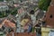 Roofs of the houses surrounding the old citadel in the old city of Sighisoara, Romania.