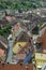 Roofs of the houses surrounding the old citadel in the old city of Sighisoara, Romania.