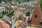 Roofs of the houses surrounding the old citadel in the old city of Sighisoara, Romania.