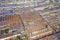 Roofs of industrial buildings, aerial view. suburb infrastructure