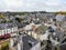 Roofs of medieval European Ambroise town and loir river. Chaumont Castel in Loire Valley, France