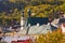 Roofs and towers of Banska Stiavnica town during autumNew Castle in Banska Stiavnica town during autumn