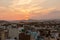 Roofs of Udaipur Houses at Sunset