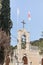 Rooftop bell tower of the Grotto of Gethsemane on foot of the mountain Mount Eleon - Mount of Olives in East Jerusalem in Israel