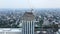 Rooftop construction in downtown Bangkok landscape drone views.