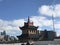 Rooftop view of Chinese architectural structures in Chicagoâ€™s Chinatown