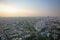 Rooftop views of central Bangkok as the sun sets