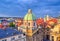 Rooftops along the Vltava River in Prague, Czech Republic