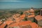 Rooftops of old houses with church steeple in Monsanto