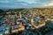 Rooftops of the old town in Lviv in Ukraine. The magical atmosphere of the European city. Landmark, the city hall and the main