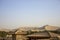 Rooftops and Singing Sand Mountain, Taklamakan Desert, Dunhuang, China