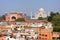 Rooftops of Taj Ganj neighborhood and Taj Mahal in Agra, India