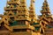 Rooftops of the temples, Shwedagon Pagoda complex, Yangon, Myanmar