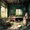 A room In an Abandoned House in the style of an old classical oil painting