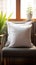 Room accent White square pillow mockup adds charm to the grey armchair