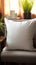 Room accent White square pillow mockup adds charm to the grey armchair
