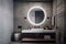 room bathroom concrete design luxury sink gray home mirror clean interior. Generative AI.