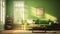 room blurred green interior