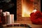 Room Christmas Tree Fireplace Lights, Xmas Home Interior Decoration, Hanging Sock and Present Toys