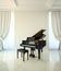 Room in classic style with black piano