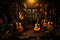 Room filled with guitars on wooden floor