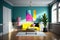 a room with a fresh coat of bright colors, modern yet welcoming