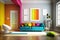 a room with a fresh coat of bright colors, modern yet welcoming