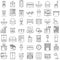 Room furniture linear icons set