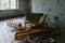 Room in hospital, dead abandoned ghost town of Pripyat in exclusion zone of Chernobyl NPP, Ukraine