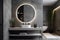 room luxury gray concrete interior home sink bathroom mirror house design. Generative AI.