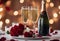 room ning table engagement champagne ring decorated flowers Glasses